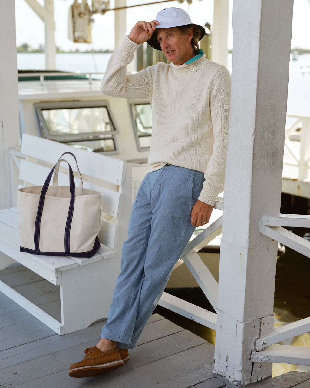 Fisherman's Sweater in Egret