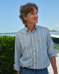 Hidden Button Down in Chambray Regimental Stripe
