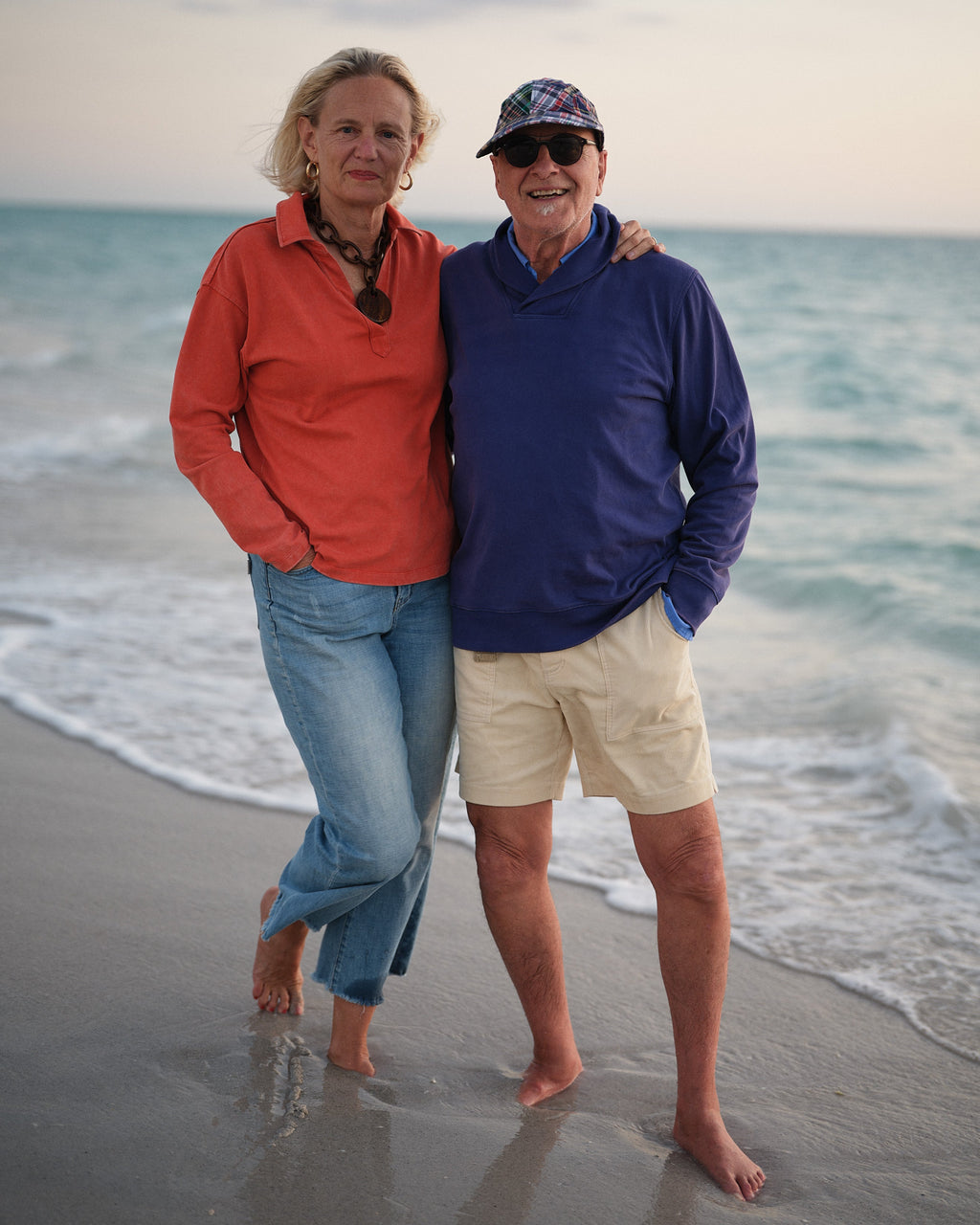Salt Washed Shawl Collar Pullover in Navy