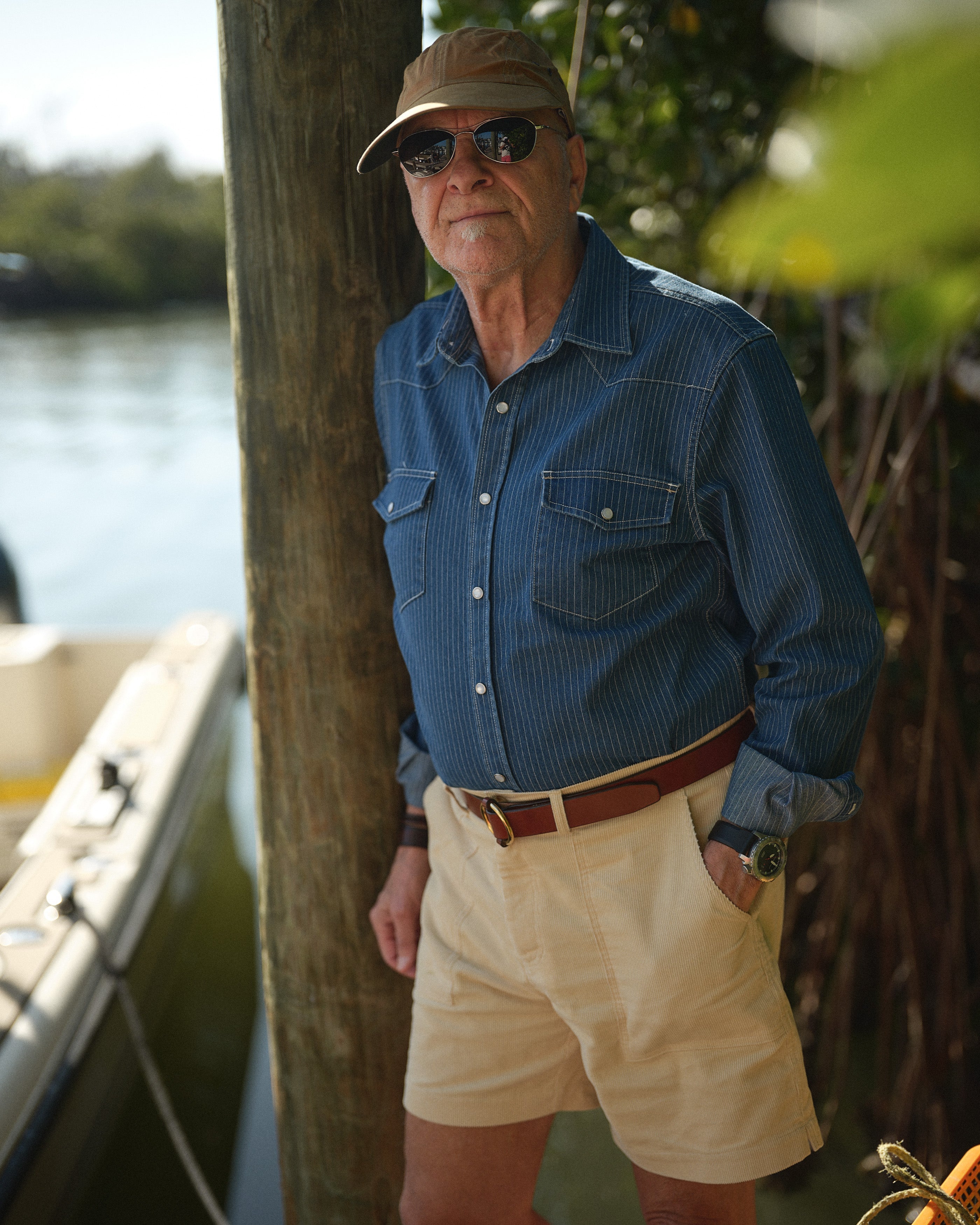 Western Shirt in Denim Pencil Stripe