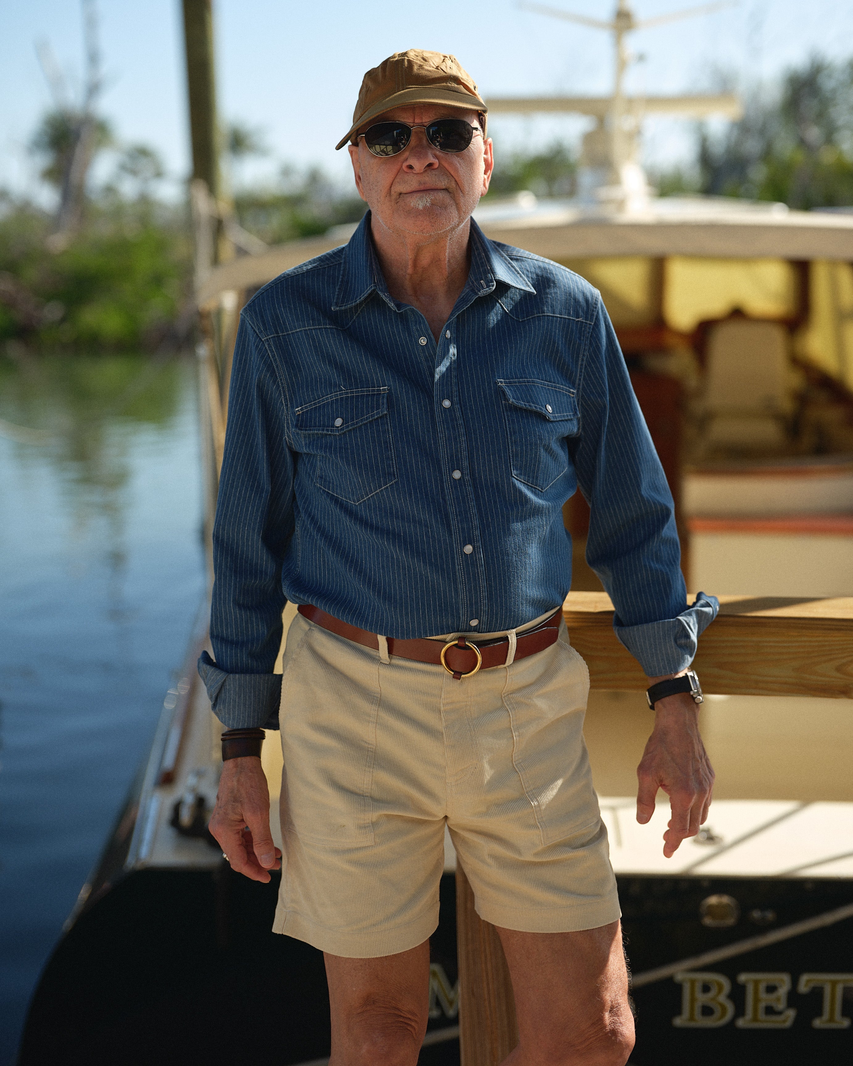 Western Shirt in Denim Pencil Stripe