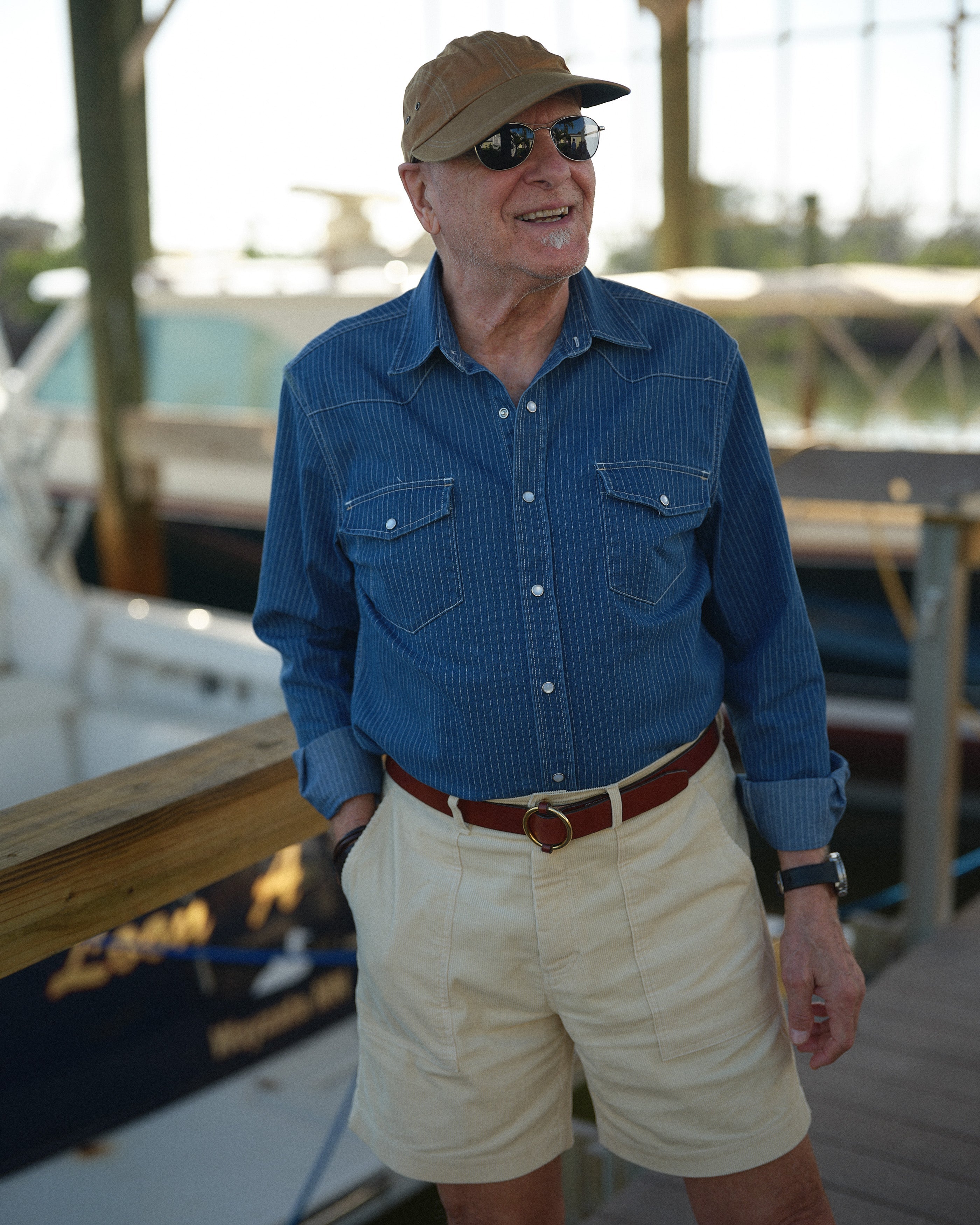 Western Shirt in Denim Pencil Stripe