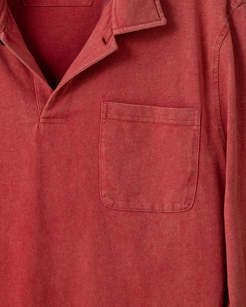 Long Sleeve Salt Washed Polo in Crimson