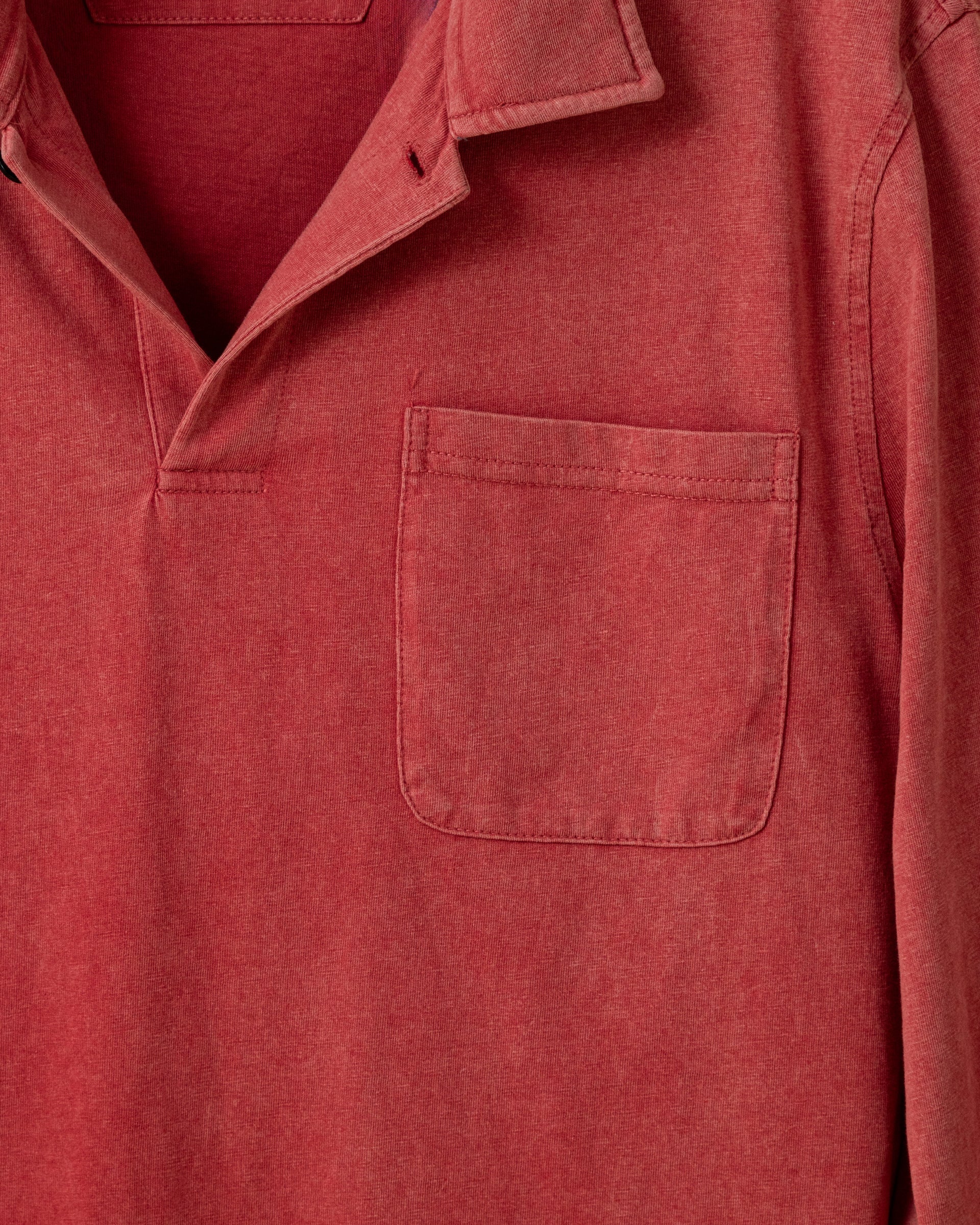 Long Sleeve Salt Washed Polo in Crimson