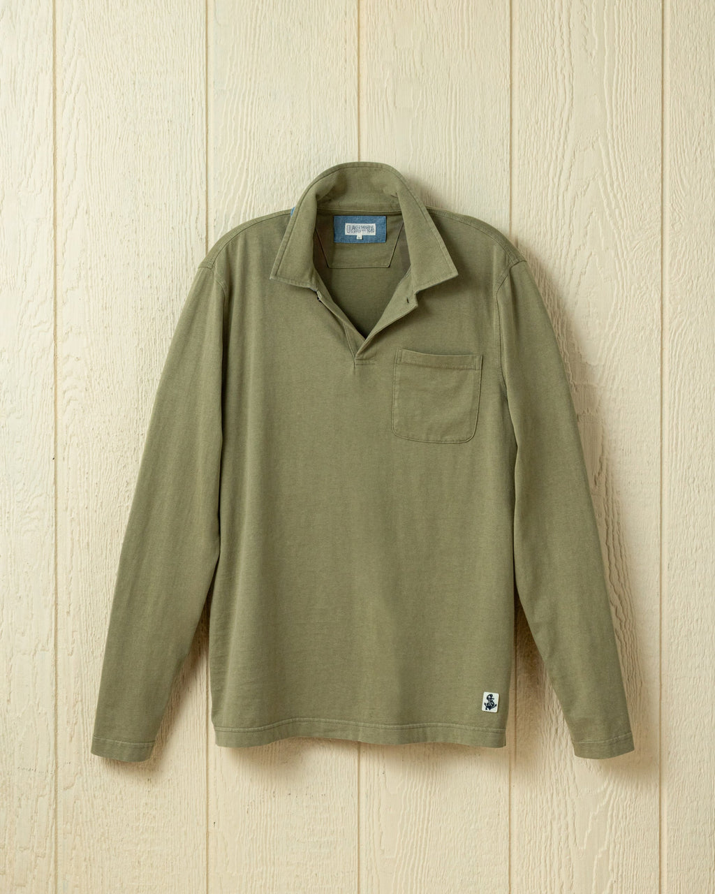 Long Sleeve Salt Washed Polo in Sage