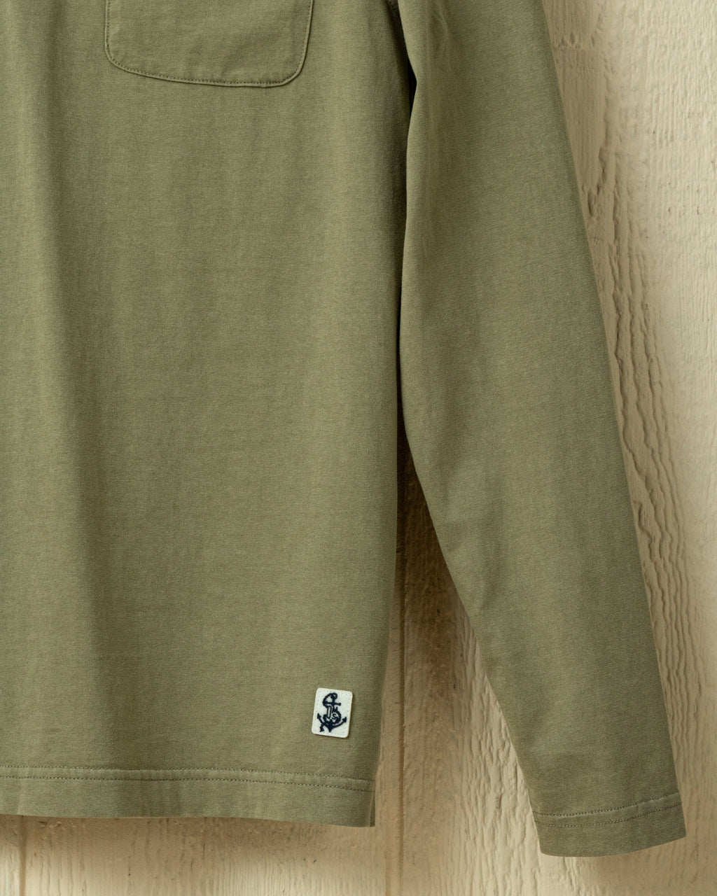 Long Sleeve Salt Washed Polo in Sage