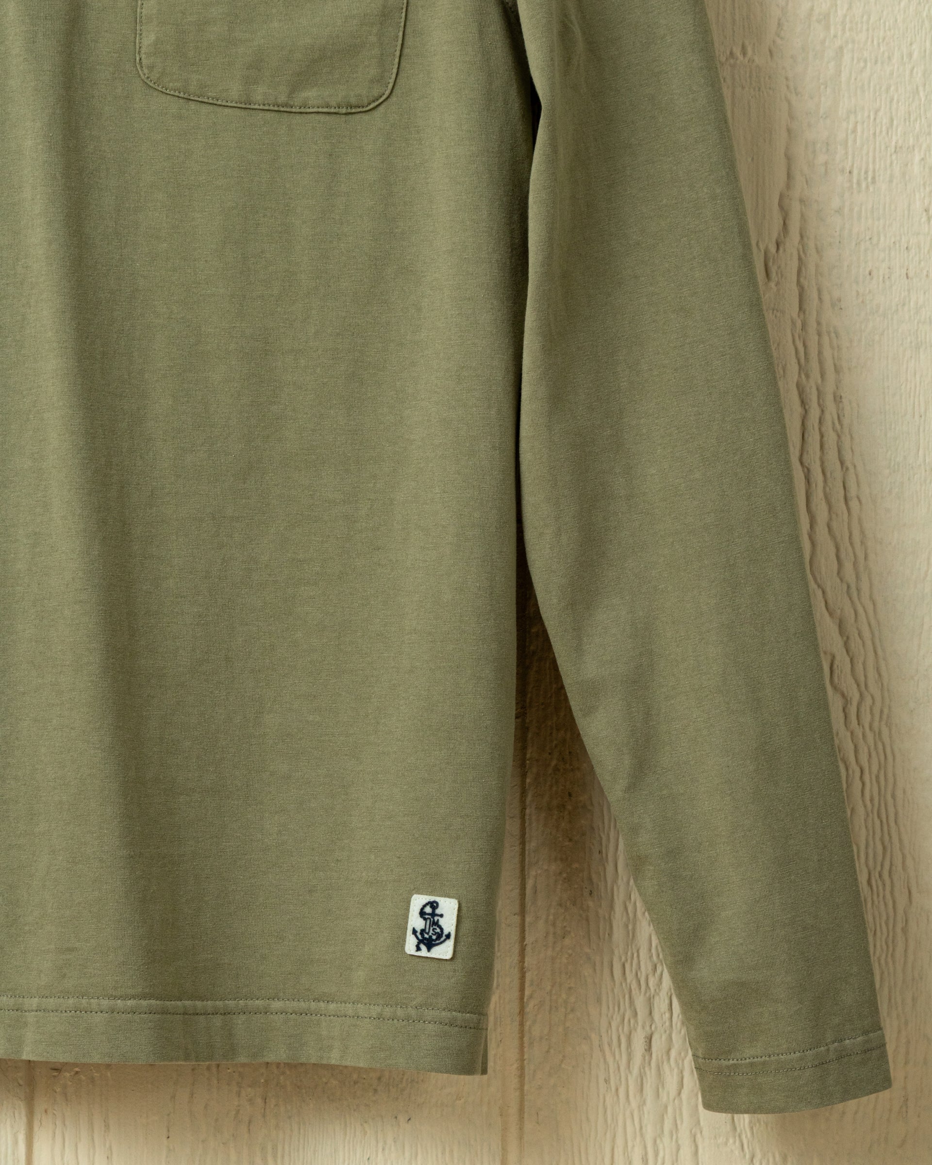 Long Sleeve Salt Washed Polo in Sage