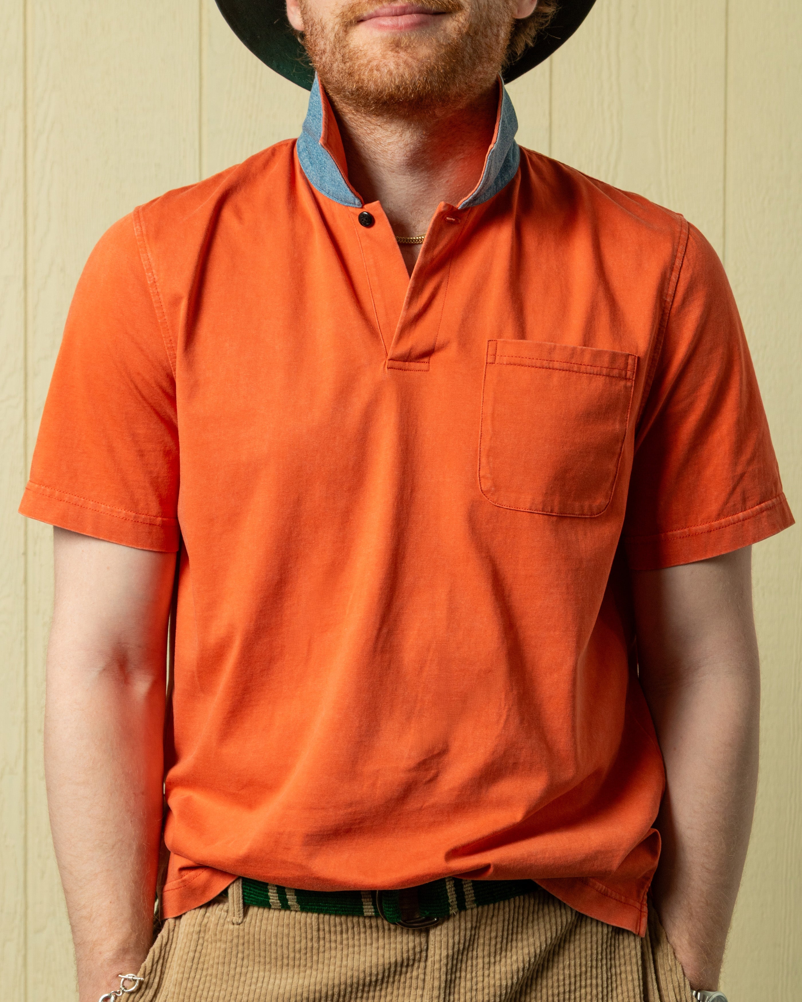 Salt Washed Polo in Burnt Orange