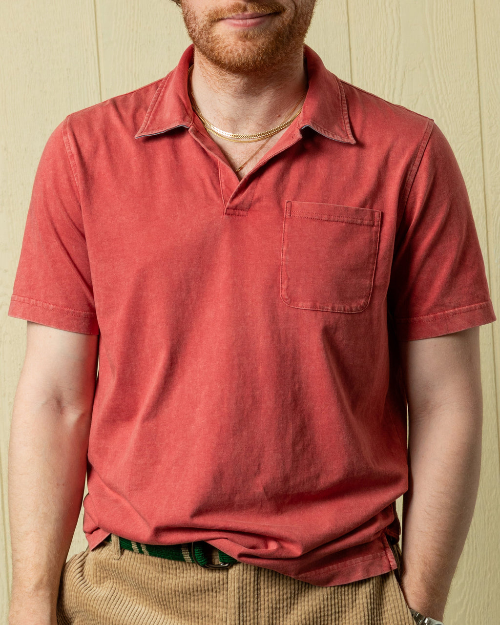 Salt Washed Polo in Crimson
