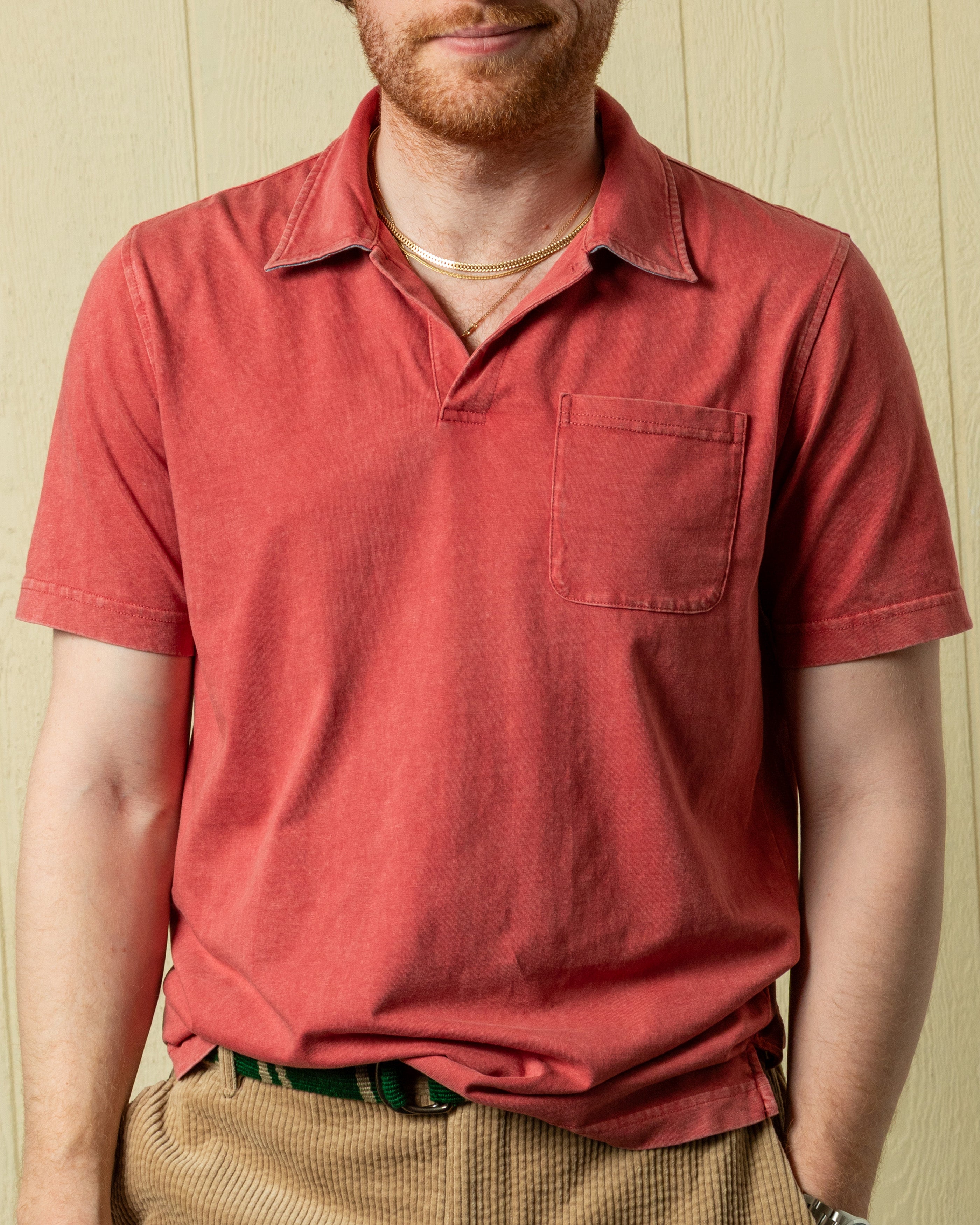 Salt Washed Polo in Crimson
