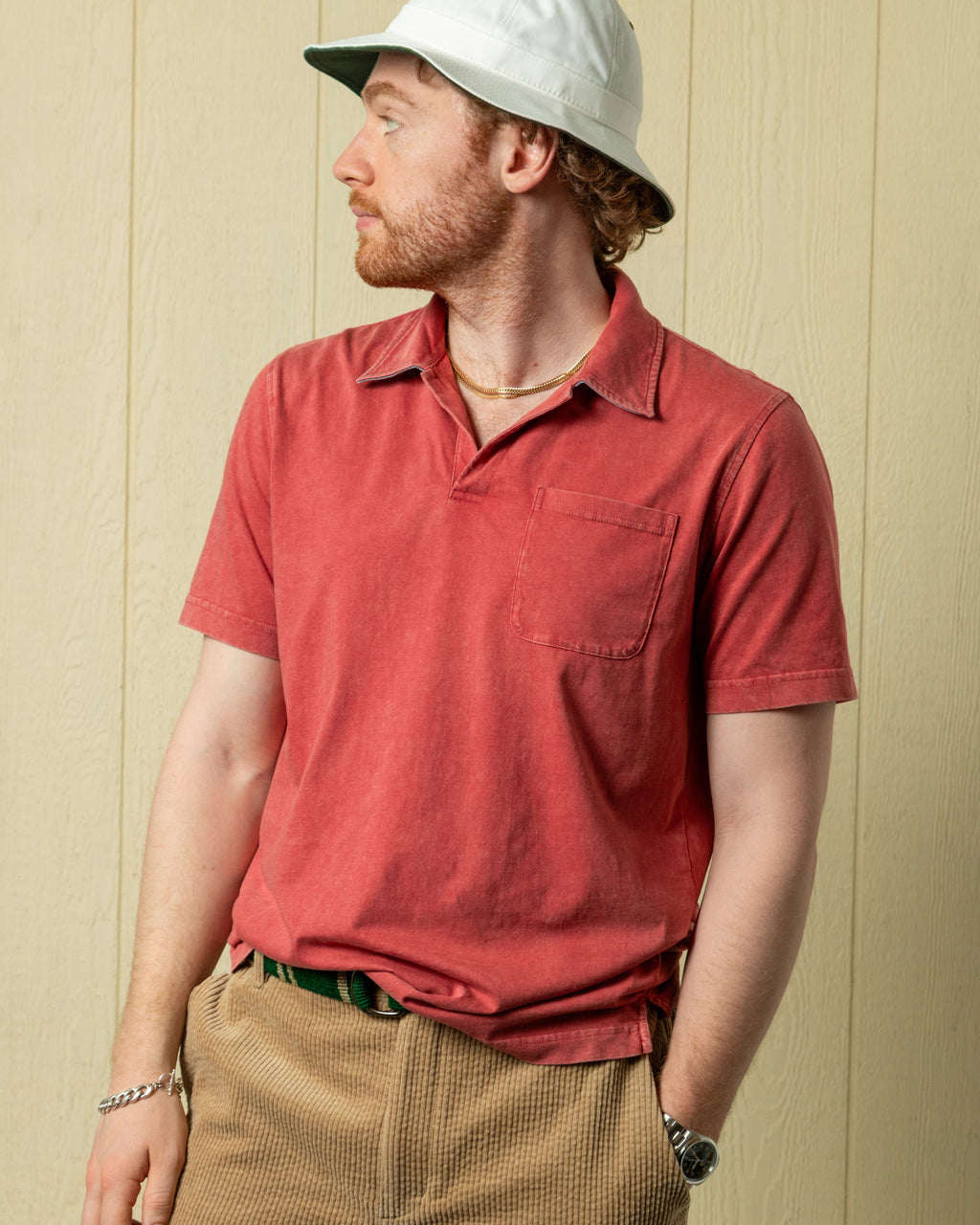 Salt Washed Polo in Crimson