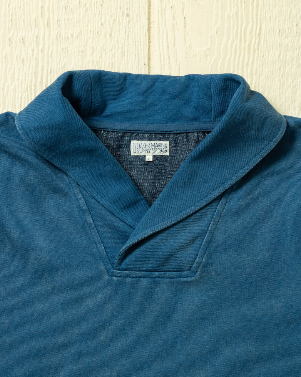 Salt Washed Shawl Collar Pullover in Atlantic Blue