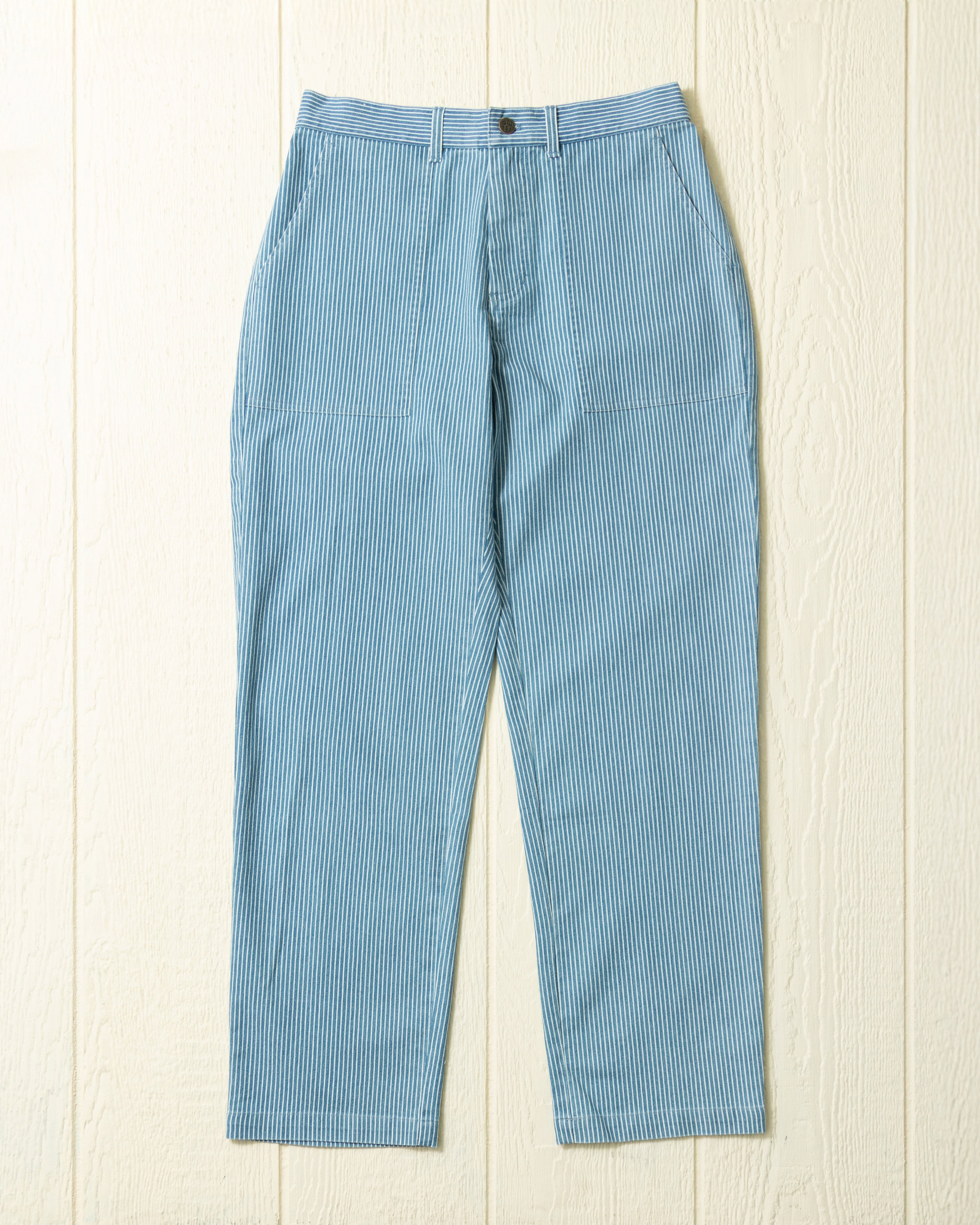 Broek van denim met spoorwegstreep