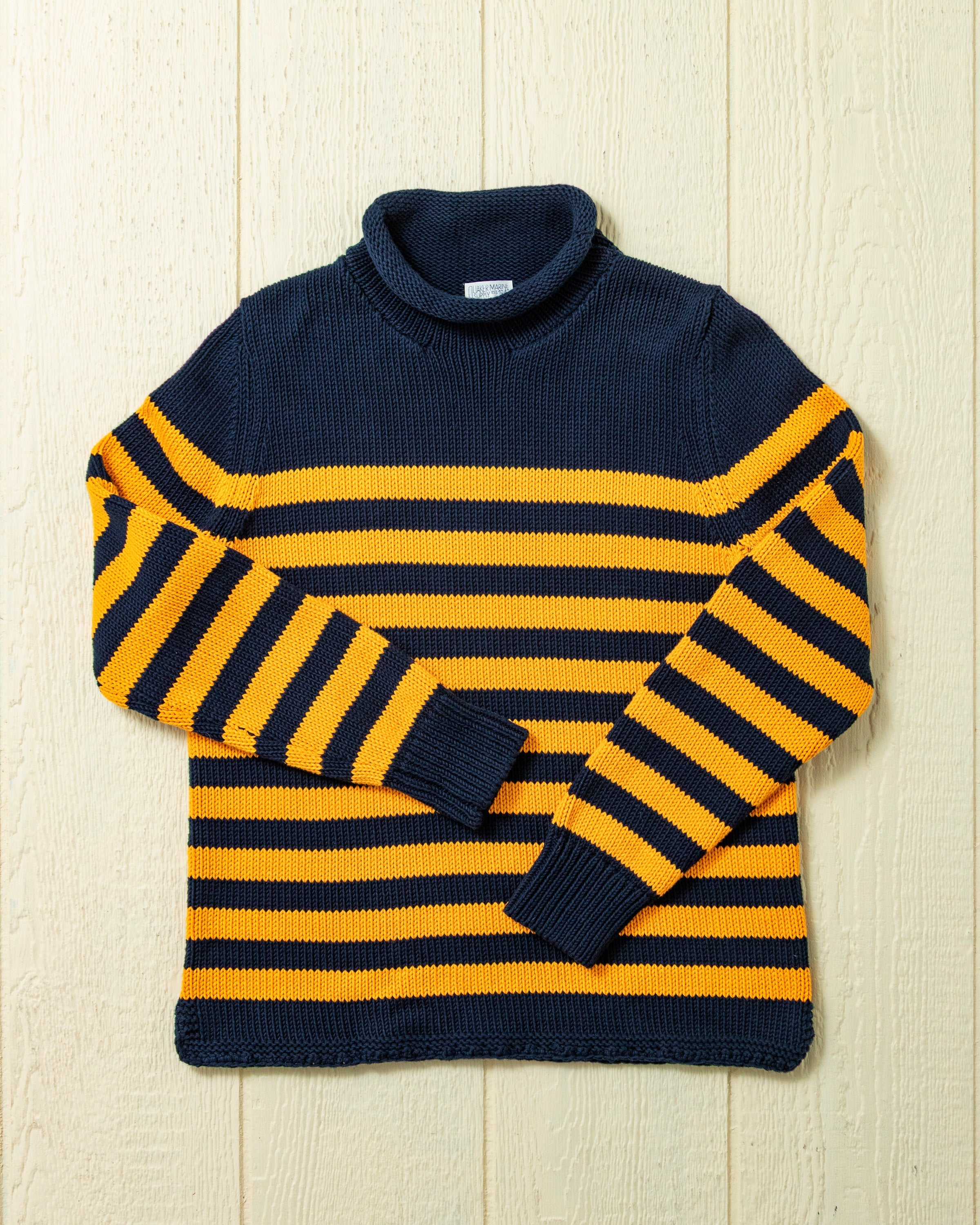 Breton Stripe Fisherman's Sweater in Navy/Gold