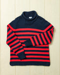 Vissers trui met Bretonse streep in marineblauw/rood