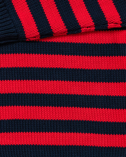 Breton Stripe Fisherman's Sweater in Navy/Red