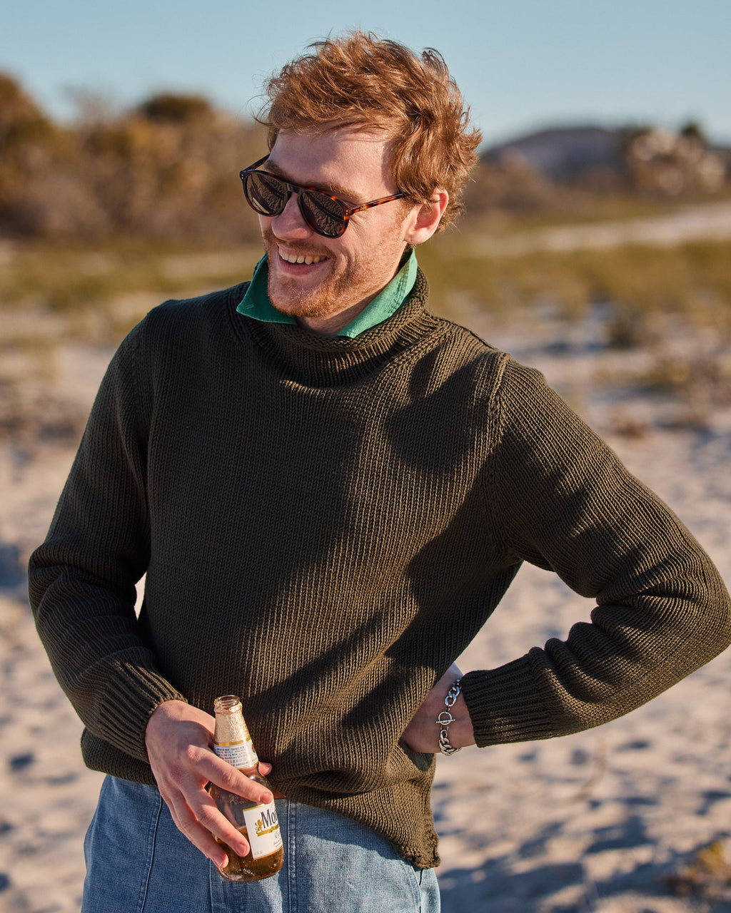 Fisherman's Sweater in Olive