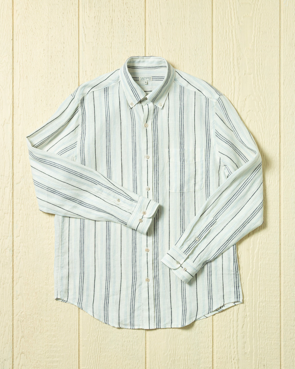 Cotton Linen Variable Stripe Shirt in Atlantic Blue