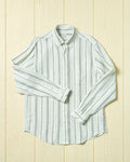 Cotton Linen Variable Stripe Shirt in Atlantic Blue