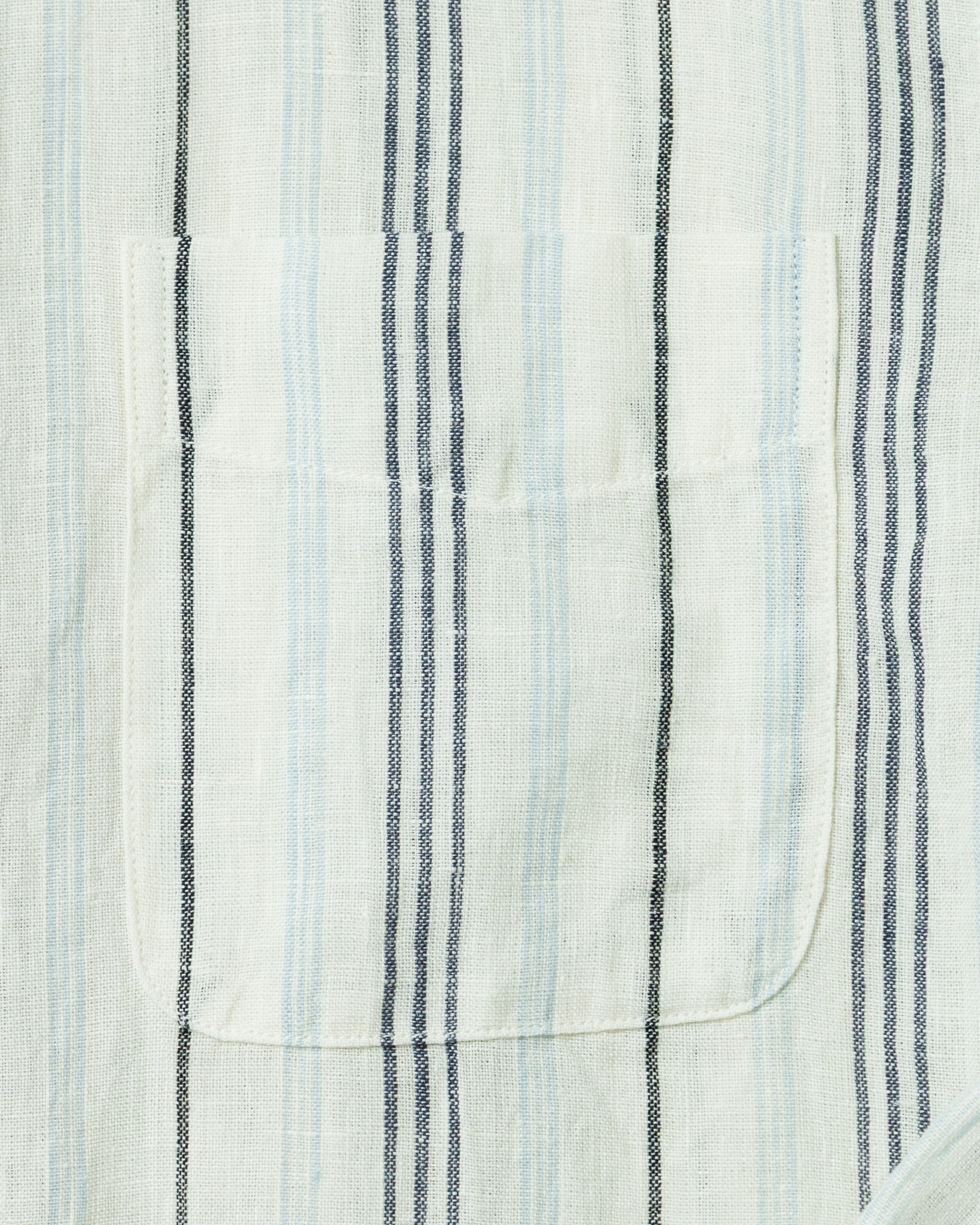 Cotton Linen Variable Stripe Shirt in Atlantic Blue