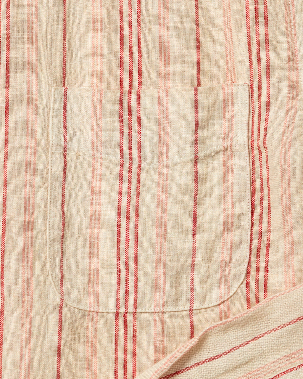 Antique Cotton Linen Variable Stripe Shirt in Faded Red