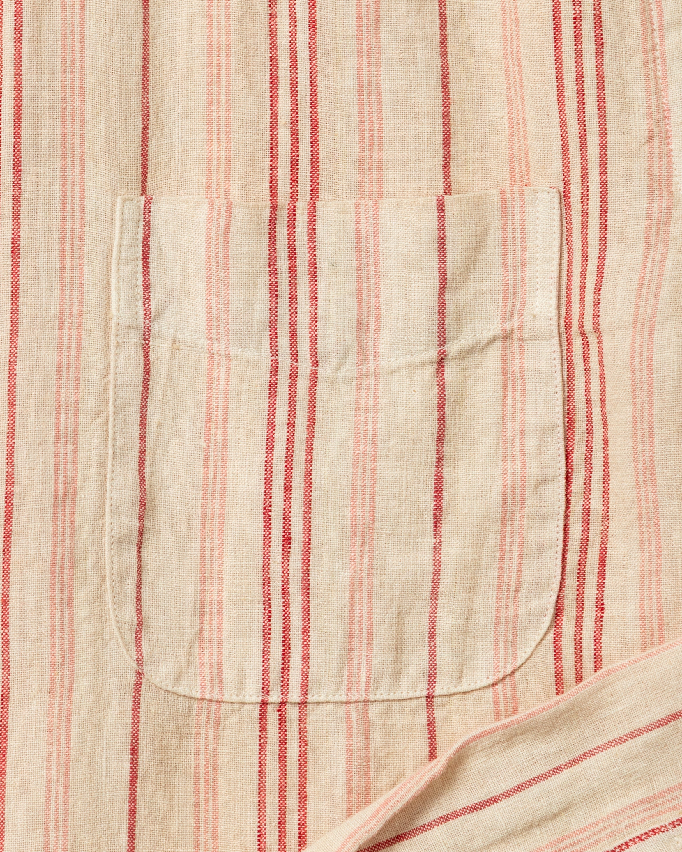 Antique Cotton Linen Variable Stripe Shirt in Faded Red