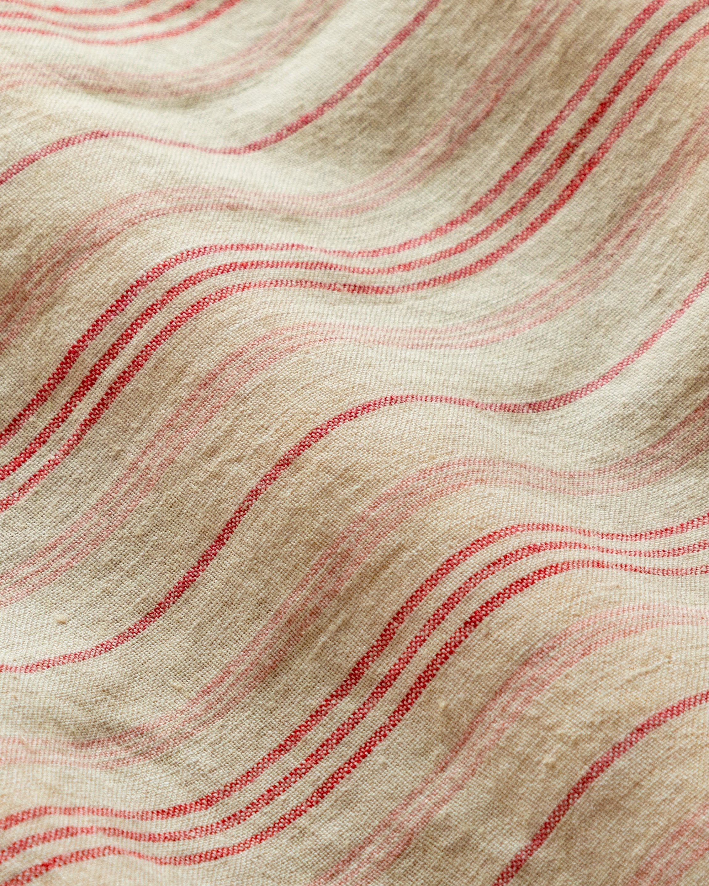 Antique Cotton Linen Variable Stripe Shirt in Faded Red