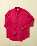 Garment Dyed Linen Shirt in Crimson