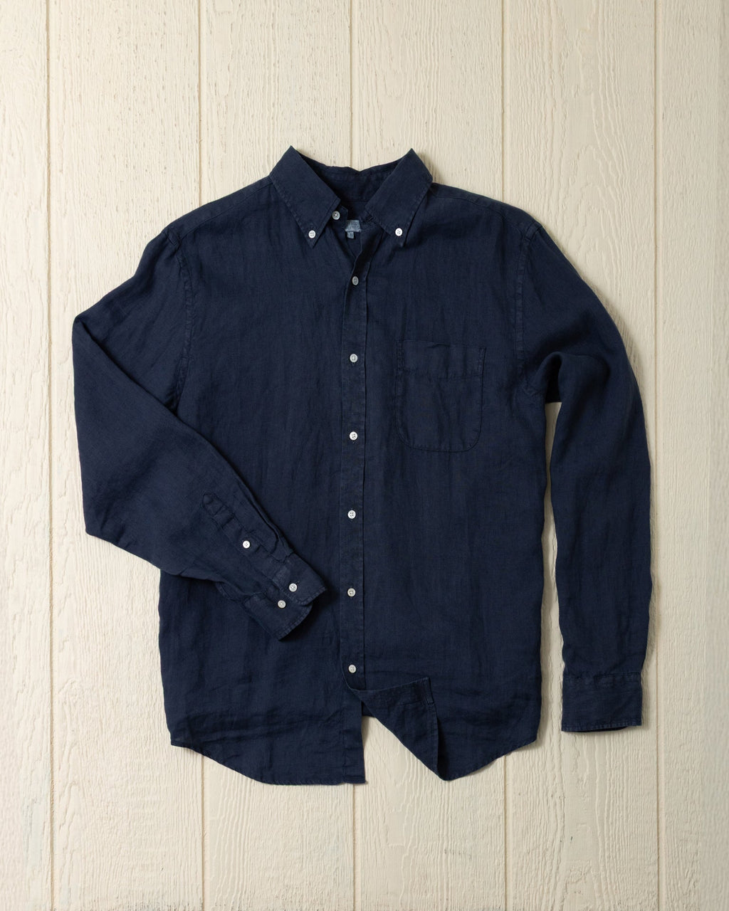 Garment Dyed Linen Shirt in Navy