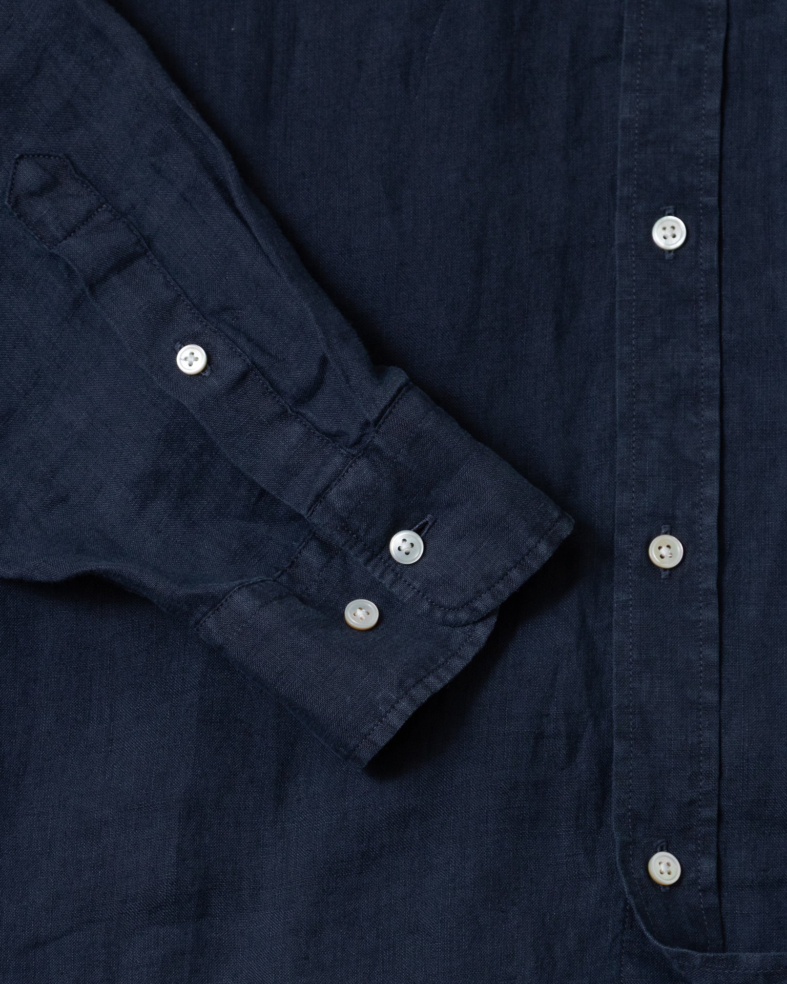 Garment Dyed Linen Shirt in Navy