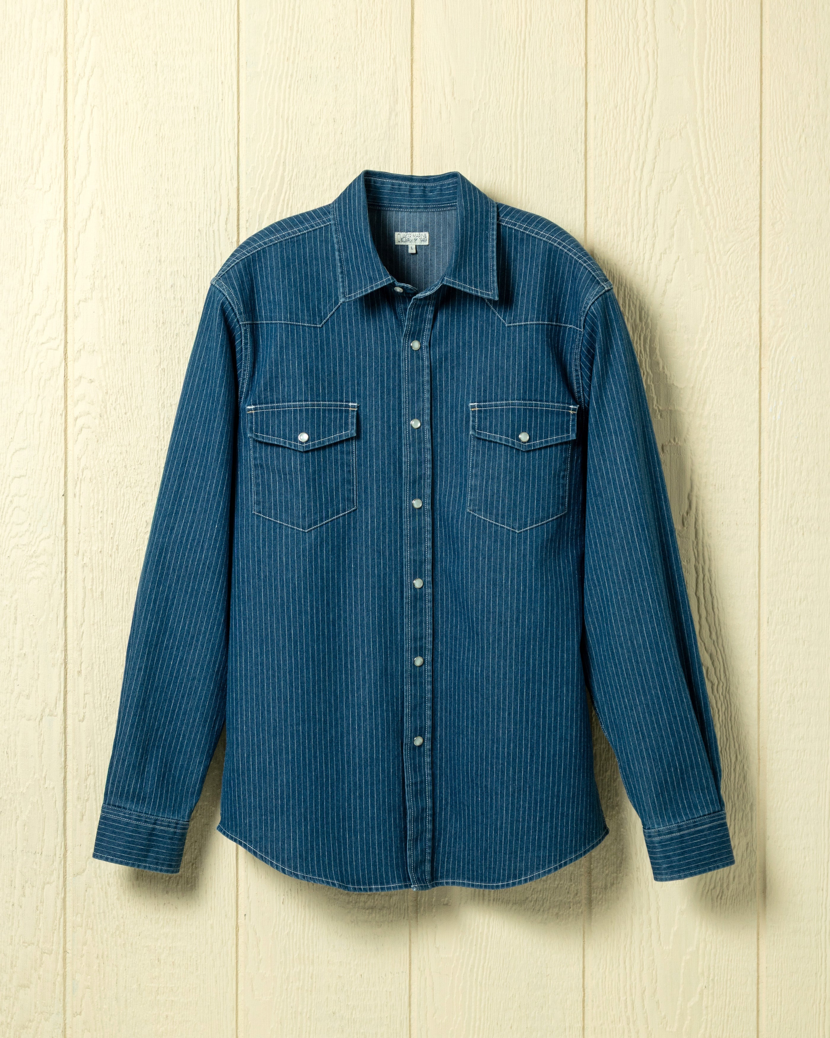 Western Shirt in Denim Pencil Stripe