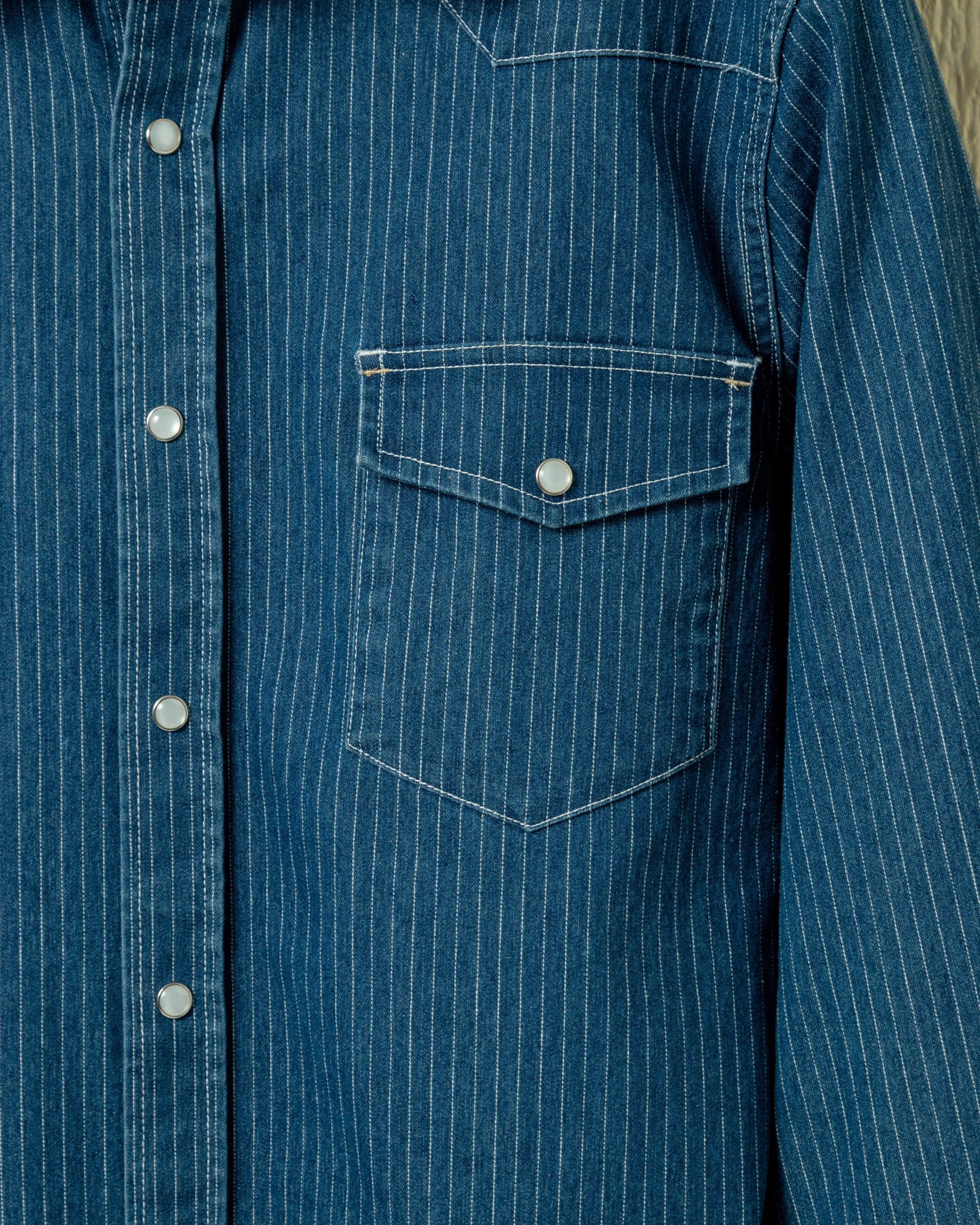 Western Shirt in Denim Pencil Stripe