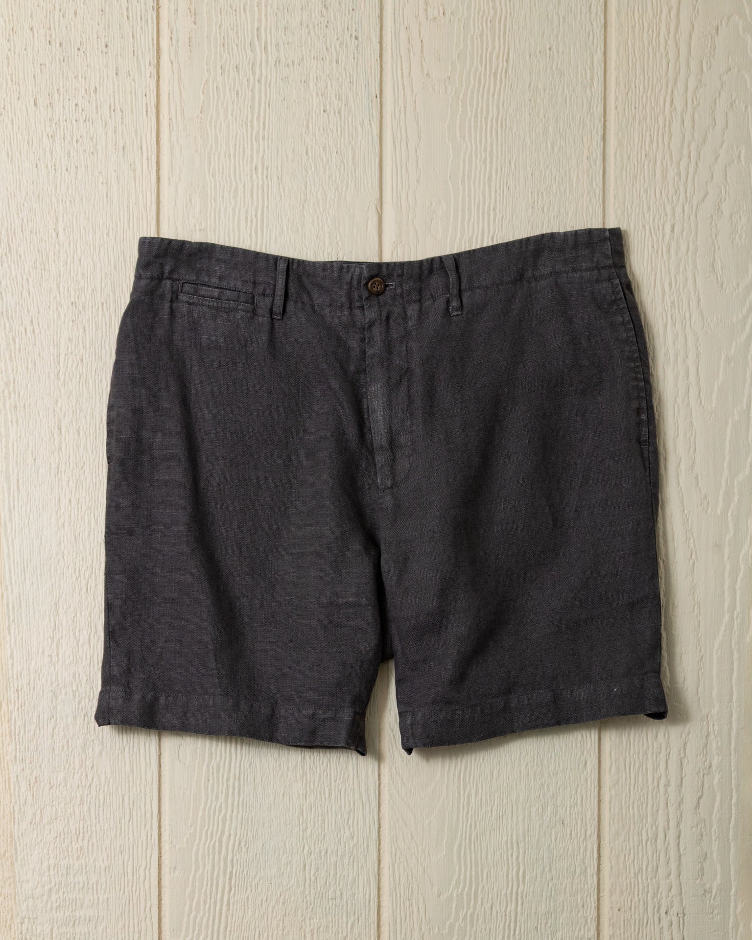 Garment Dyed Linen Short in Graphite