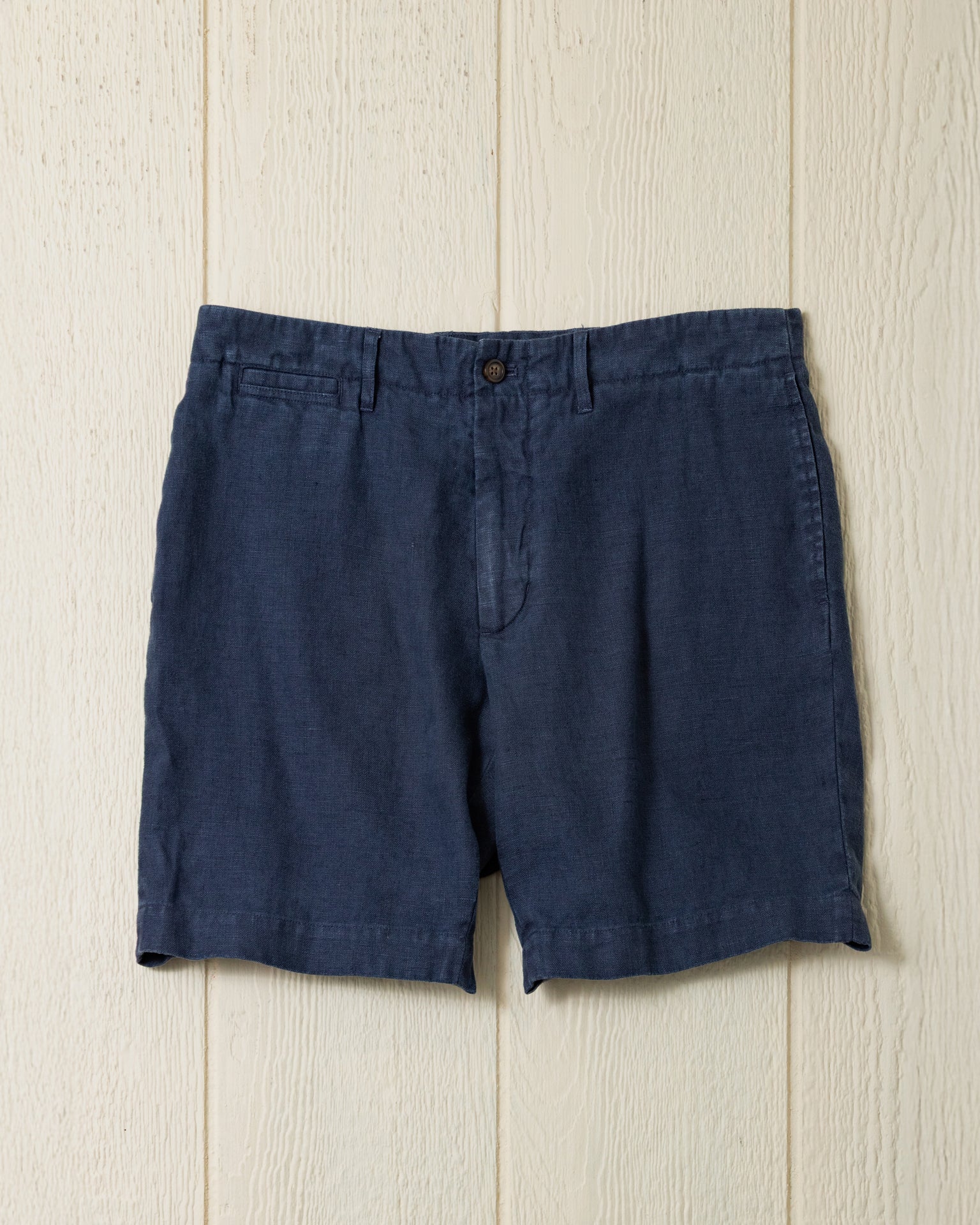 Garment Dyed Linen Short in Navy